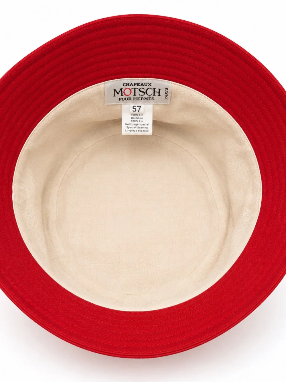 Hermès Paris Motsch Pour Hermès Red Bucket Hat Size 57 New Made in France Rare